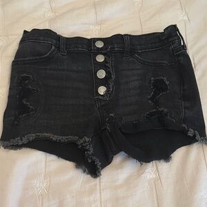 Abercrombie Kids Black Frayed Jean Shorts